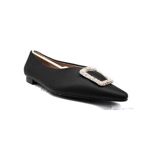 JOURNEE COLLECTION Womens Black Elowen Pointy Toe Slip On Ballet Flats 8